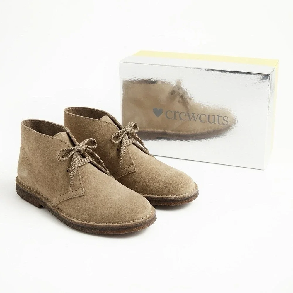Crewcuts 1990 MacAlister boots suede Dark Chestnut Boys Size K 1 Made Italy NEW